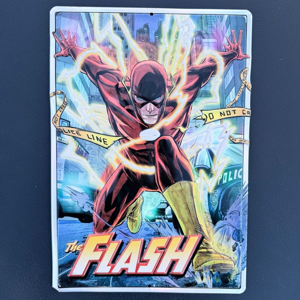 The Flash Wall Decor Tin Sign, Iridescent, Holographic, DC‎ Comics Poster